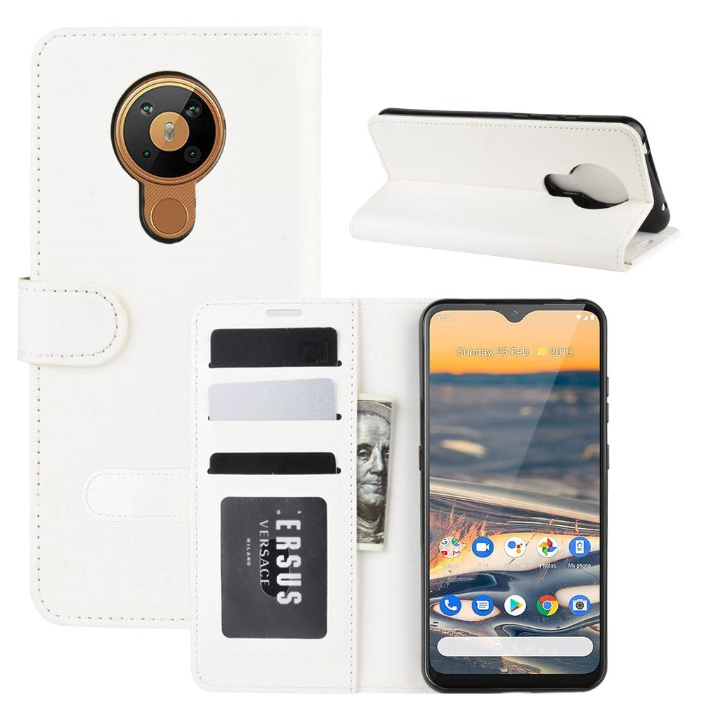 Nokia 5.3 Shiny Leather Wallet Case White