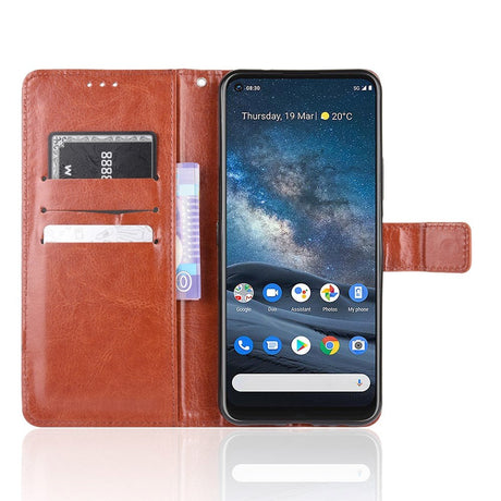 Nokia 8.3 (5G) Blank Neutral Leather Wallet Case & Stand - Brown