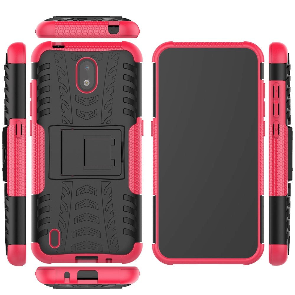 Nokia 1.3 Cool Tyre Tough Case w. Stand - Black / Pink