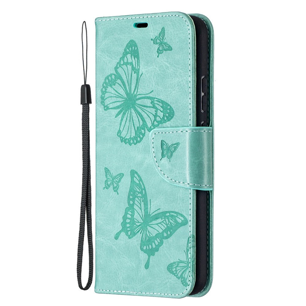 Nokia 3.4 Leather Wallet Case - Butterfly Motif - Green