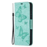 Nokia 3.4 Leather Wallet Case - Butterfly Motif - Green