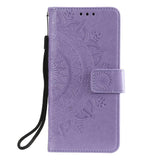 Nokia 2.4 Leather Wallet Case - Mandala Pattern Purple