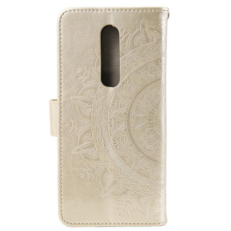 Nokia 2.4 Leather Wallet Case - Mandala Pattern Gold