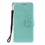 Nokia 2.4 Leather Wallet Case - Mandala Pattern Cyan