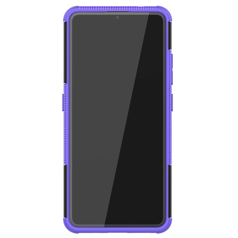 Nokia 2.4 Hybrid Tough Case w. Kickstand - Black / Purple