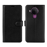 Nokia 5.4 Litchi Leather Wallet Case - Black