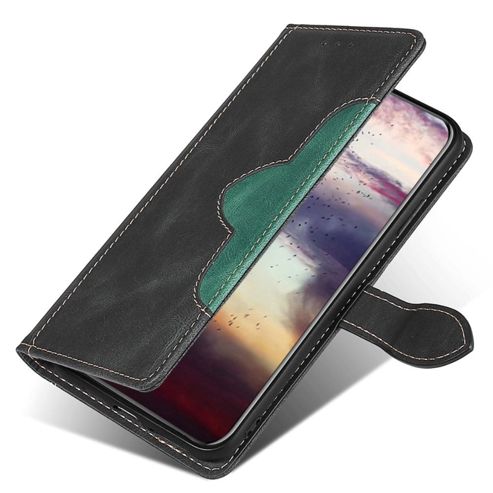 Nokia 1.4 Rustic Two-tone Leather Wallet Case - Black / Green