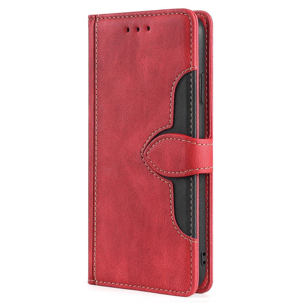 Nokia 1.4 Rustic Two-tone Leather Wallet Case - Red / Black