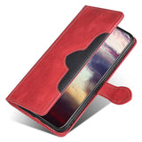 Nokia 1.4 Rustic Two-tone Leather Wallet Case - Red / Black