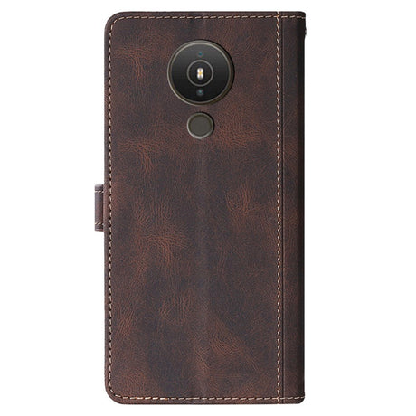 Nokia 1.4 Rustic Two-tone Leather Wallet Case - Dark brown / Brown