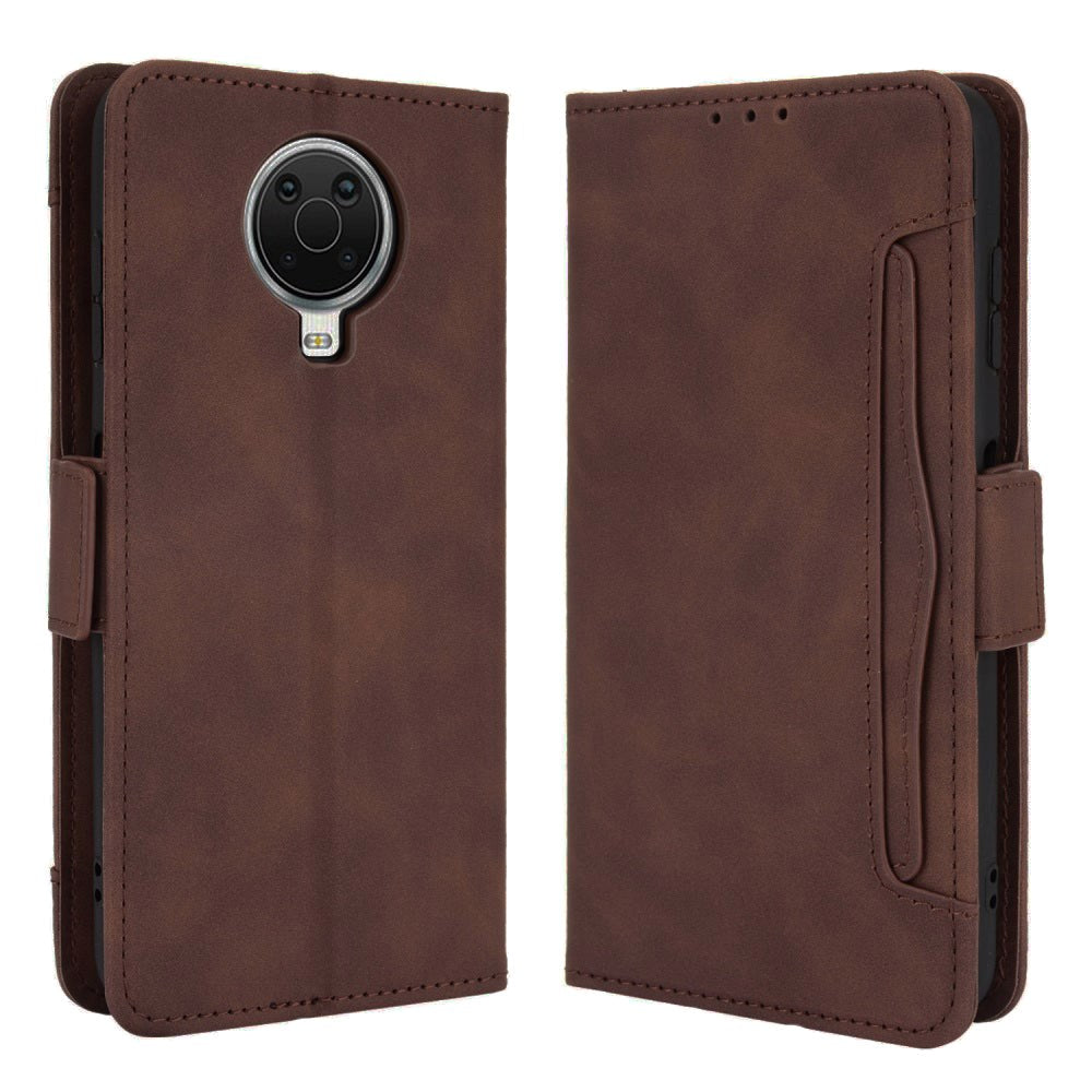 Nokia G10 / G20 Leather Case w. Double Card Holder & Stand - Dark Brown