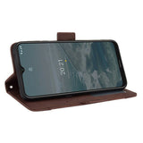 Nokia G10 / G20 Leather Case w. Double Card Holder & Stand - Dark Brown