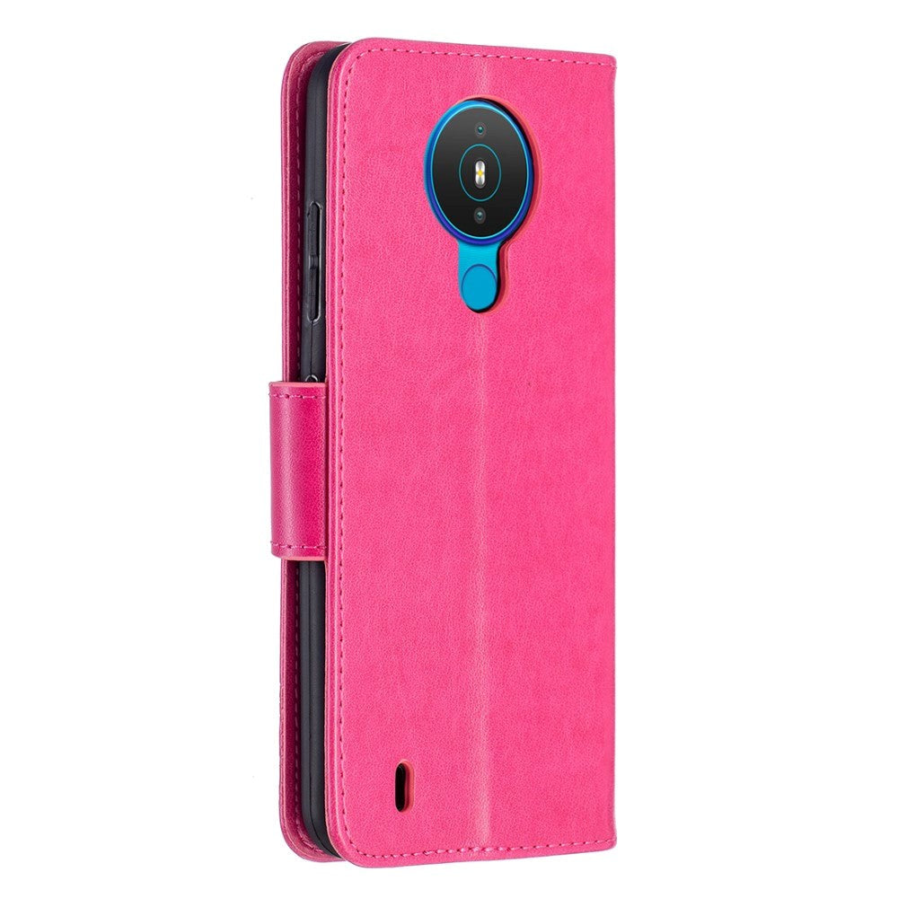 Nokia 1.4 Leather Wallet Case & Strap Butterfly - Pink