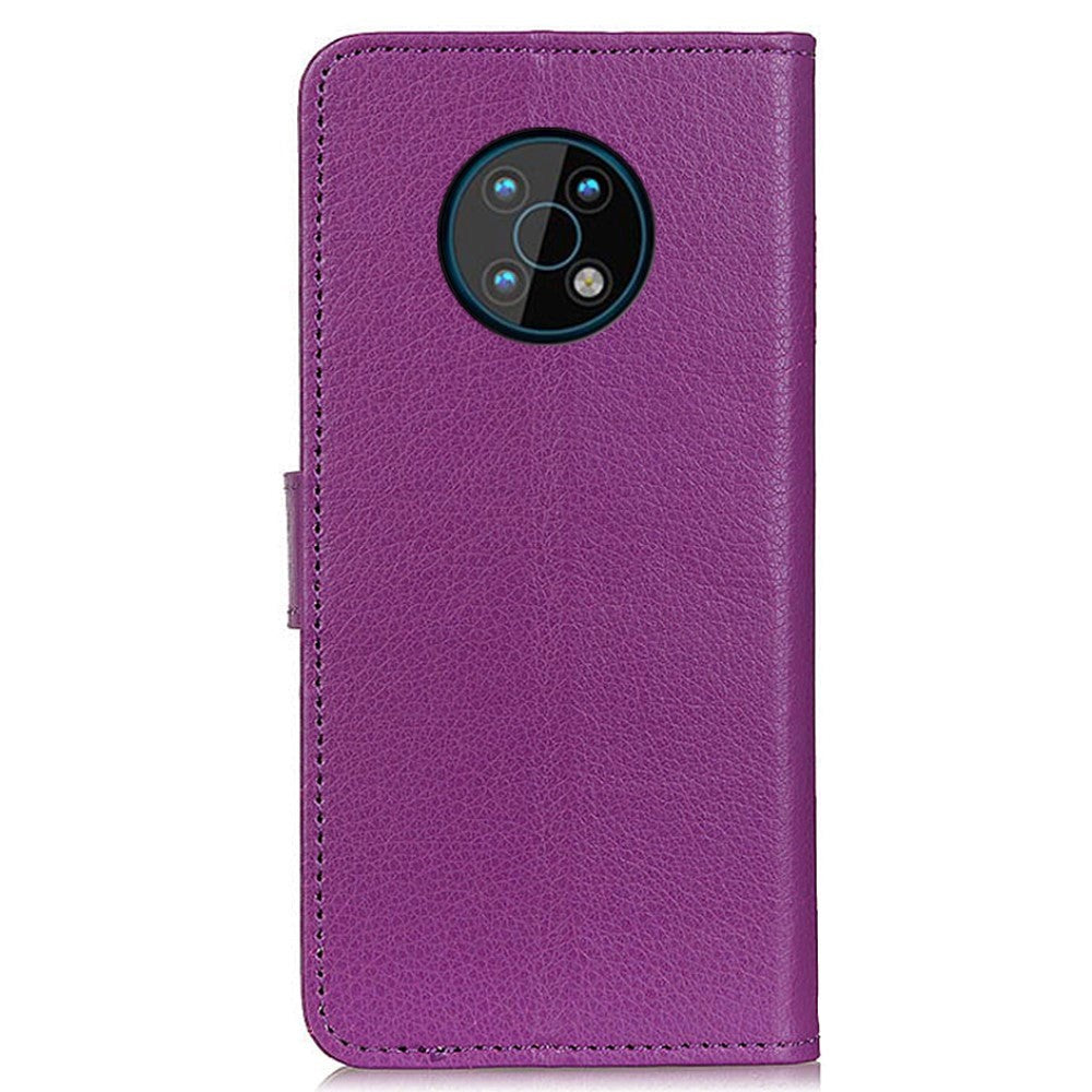 Nokia G50 Litchi Leather Wallet Case - Purple