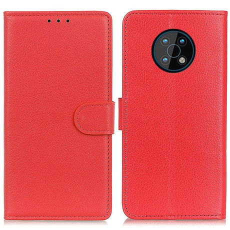 Nokia G50 Litchi Leather Wallet Case - Red