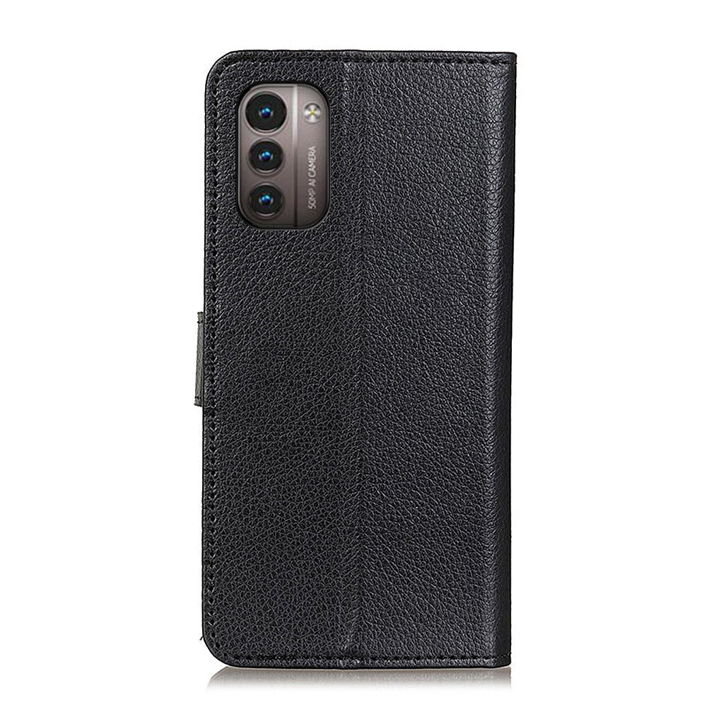 Nokia G21 / G11 Litchi Leather Wallet Case - Black