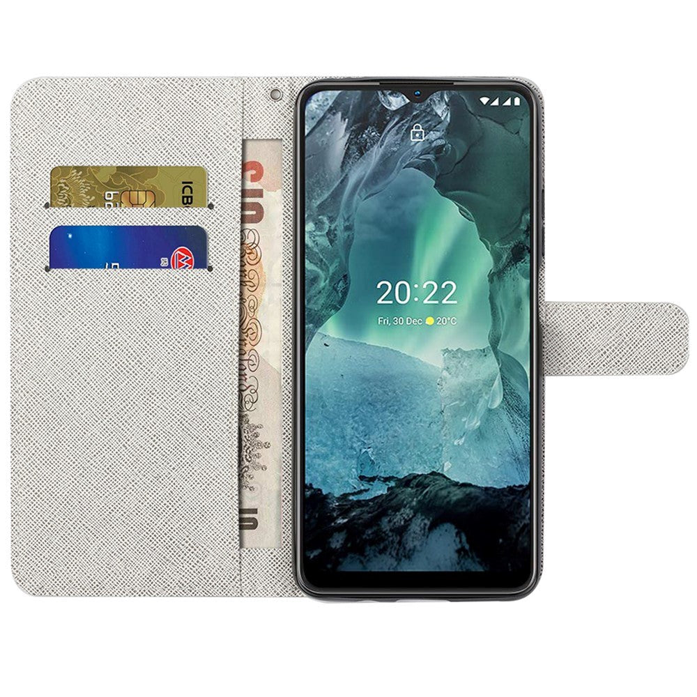 Nokia G21 / G11 Leather Wallet Case and Print - Dragonflies