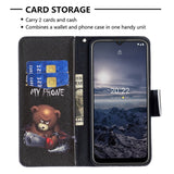 Nokia G21 / G11 Case with Large Wallet in Leather - Do not Touch My Phone Bear - Black