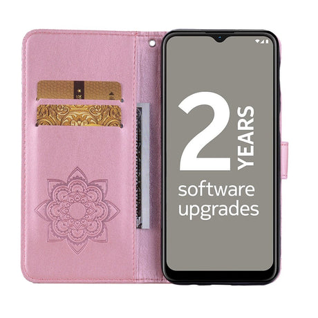 Nokia G21 / G11 Leather Wallet Case Owl & Flowers - Rose Gold