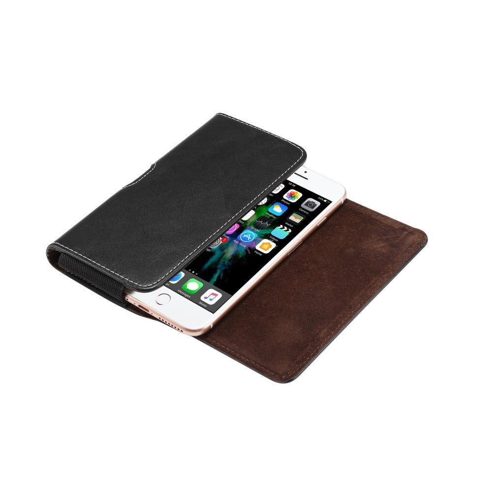 Leather Belt Case for Phone Black - (Max. Phone: 160 x 83 x 18 mm)