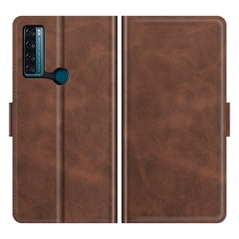 TCL 20 SE Classic Leather Wallet Case - Dark Brown