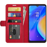 TCL 20 SE Glossy Leather Wallet Case - Red