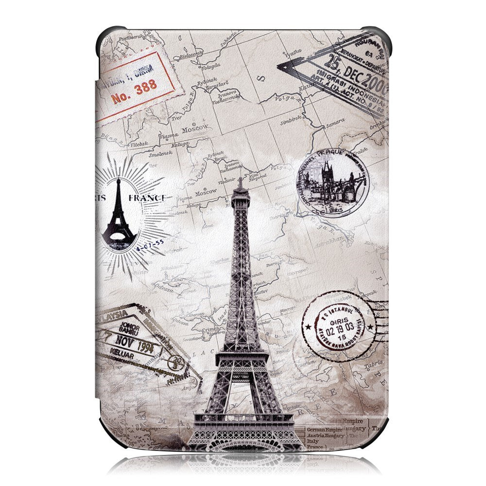 EIDERWOOD PocketBook Basic Lux 4 PU Leather Flip Case w. Sleep/ Wake-up Function - "Eiffel Tower" White / Black