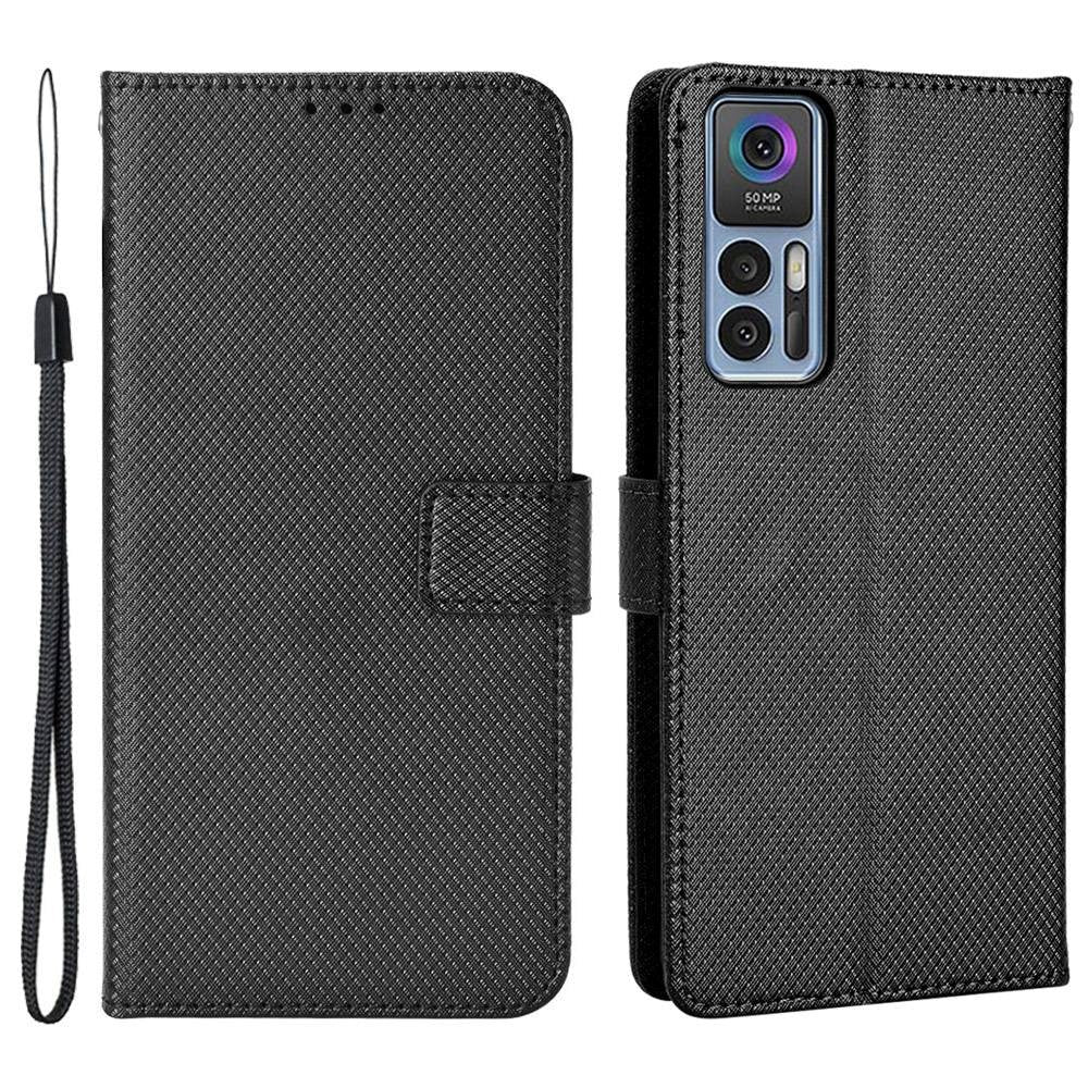 TCL 30 (4G/5G) / 30+ Leather Flip Case with Diamond Texture - Black