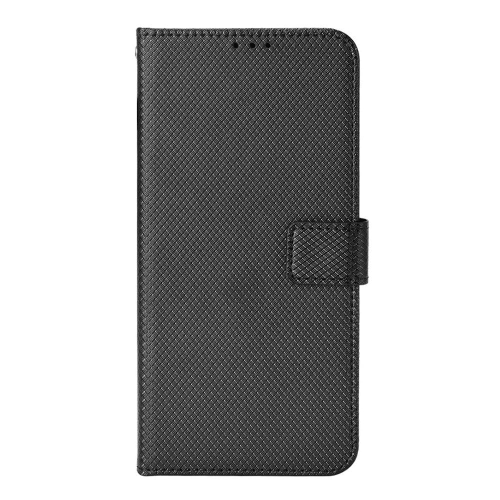 TCL 30 (4G/5G) / 30+ Leather Flip Case with Diamond Texture - Black