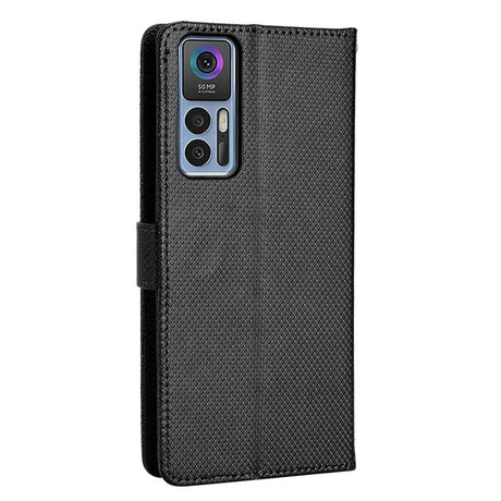 TCL 30 (4G/5G) / 30+ Leather Flip Case with Diamond Texture - Black