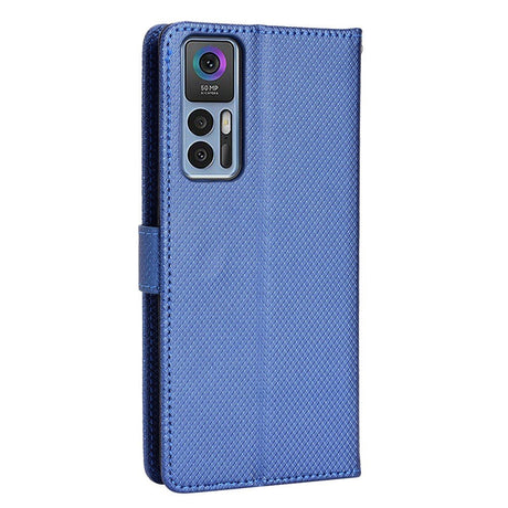 TCL 30 (4G/5G) / 30+ Leather Flip Case with Diamond Texture - Blue