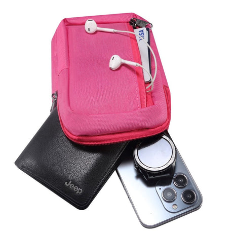 Shoulder Bag w. 2 Compartments (200 x 130 mm) - Pink