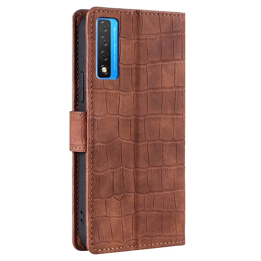 TCL 20L Crocodile Leather Wallet Case - Brown