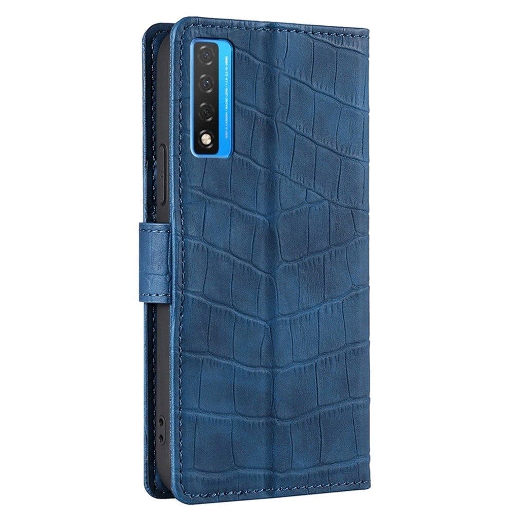 TCL 20L Crocodile Leather Wallet Case - Blue