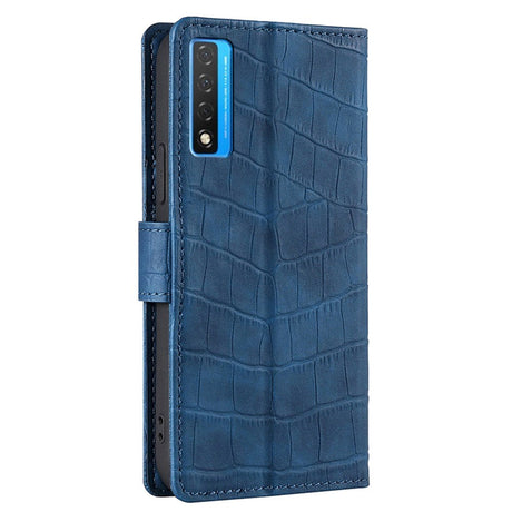 TCL 20L Crocodile Leather Wallet Case - Blue