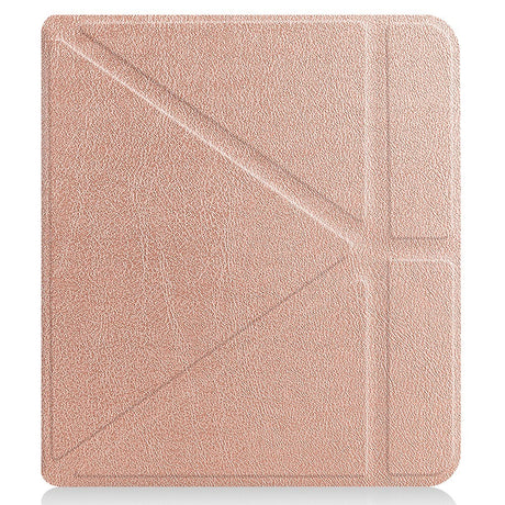 Kobo Libra 2 Origami Artificial Leather Flip Case w. Stand Function - Rose Gold