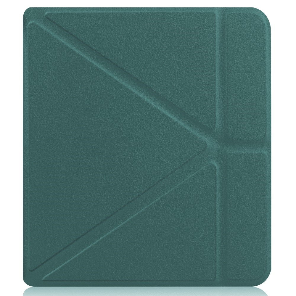 Kobo Libra 2 Origami Artificial Leather Flip Case w. Stand Function - Green