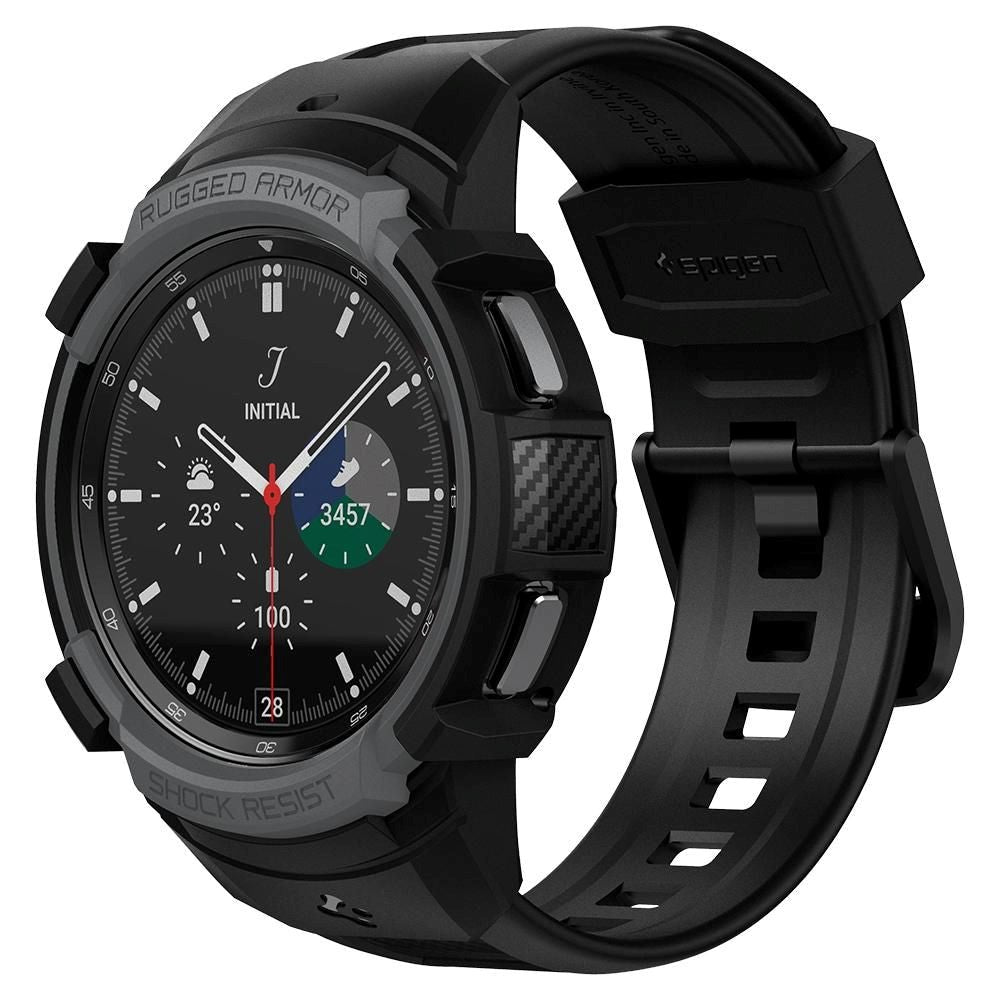 Samsung Galaxy Watch 4 Classic (46mm) SPIGEN Rugged Armor Pro Case - TPU Case incl. Strap - Charcoal Grey