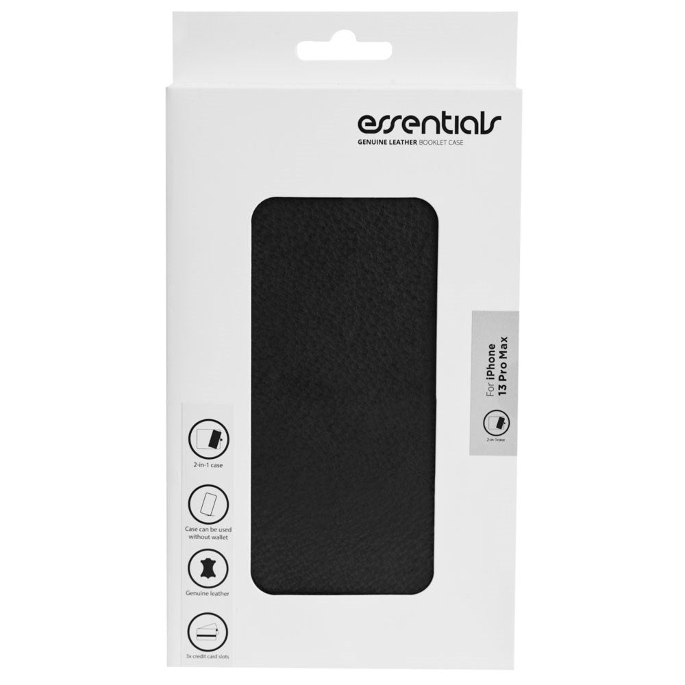 iPhone 13 Pro Max Essentials 2-in-1 Leather Flip Case - Black