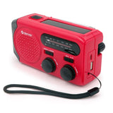 Denver Emergency Radio with Solar Charging - AM / FM Radio - Flashlight - Red