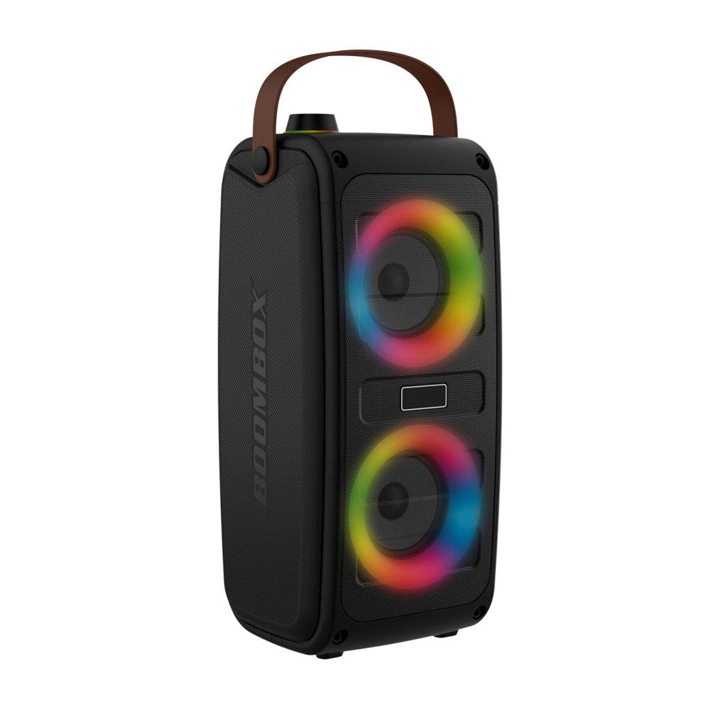 Denver Wireless Bluetooth Speaker with Dynamic Light & Handle - Black / Brown