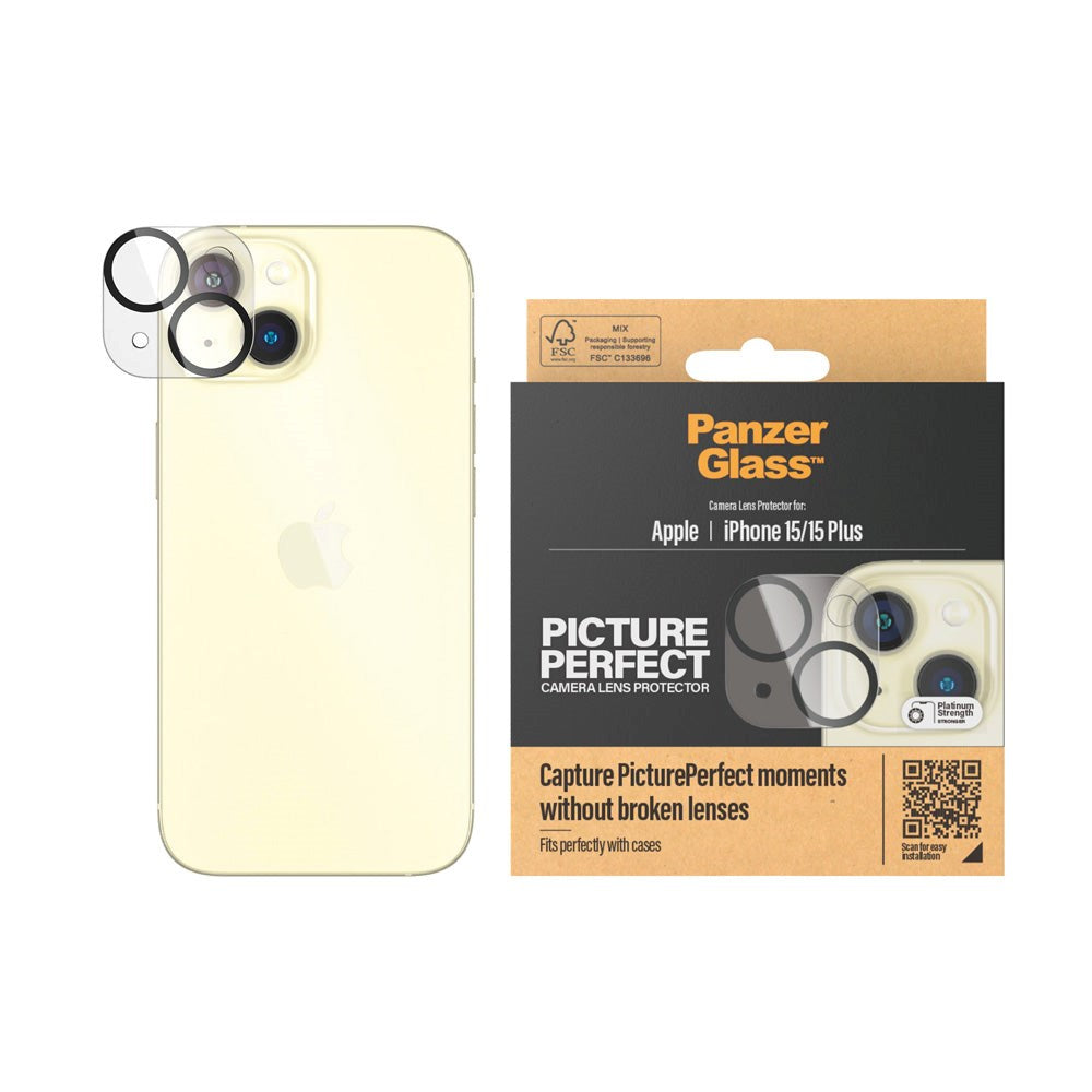 iPhone 15 / 15 Plus PanzerGlass PicturePerfect - Camera Protection - Platinum Strength - Transparent / Black