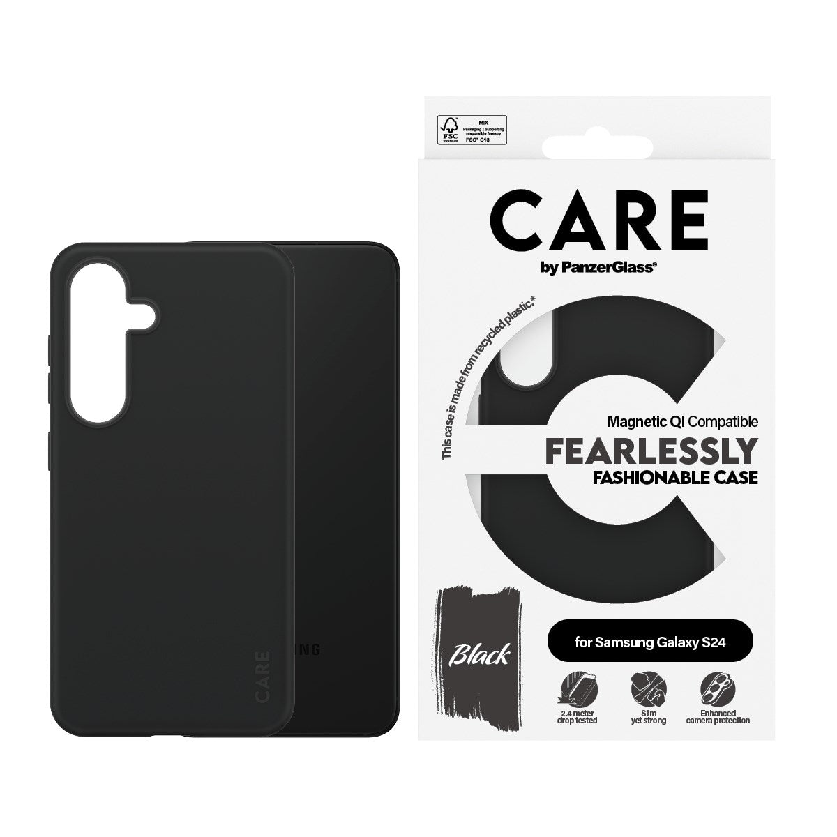 CARE by PanzerGlass Samsung Galaxy S24 FASHION Fearlessly Fashionable Case - Black