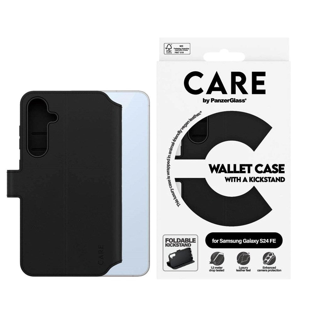 CARE by PanzerGlass Samsung Galaxy S24 FE Feature Tango Flip Case with Wallet - Black