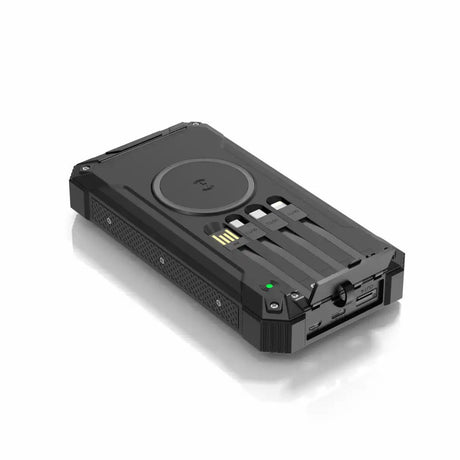 Denver PSC-20012 Solar PowerBank with Built-in Cable, Wireless Charging & Flashlight - 20.000mAh - Black