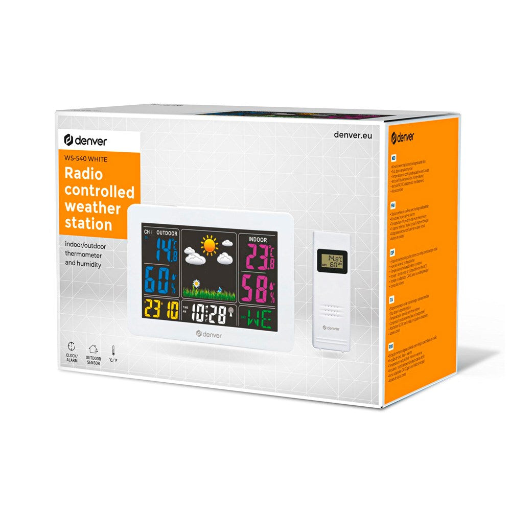 Denver Weather Station with Built-in Clock & Colorful Display - White