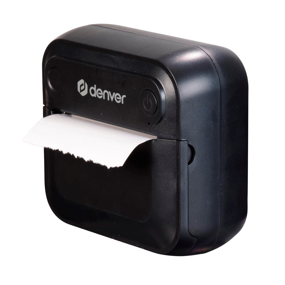 Denver MBP-32B Bluetooth Thermal Printer - incl. 1 x Roll of Printer Paper 1 x Roll of Sticker Paper - Black