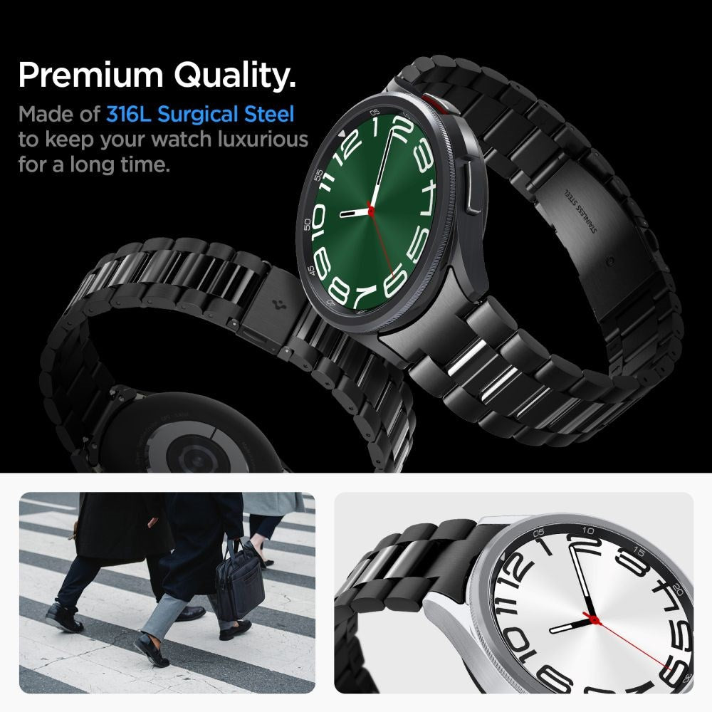 Spigen Samsung Galaxy Watch 6 Classic (47mm) Modern Fit Band - Stainless Steel Strap incl. Link Remover - Black