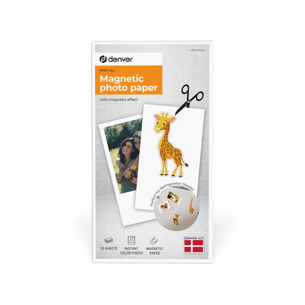 Denver PMP-64 Magnetic Photo Paper for MCP-6010 Bluetooth Printer - 20 pcs - White