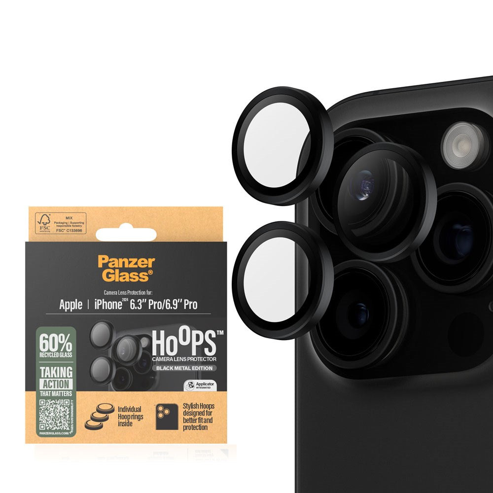 iPhone 16 Pro / 16 Pro Max PanzerGlass Hoops - Camera Protection - Transparent / Black
